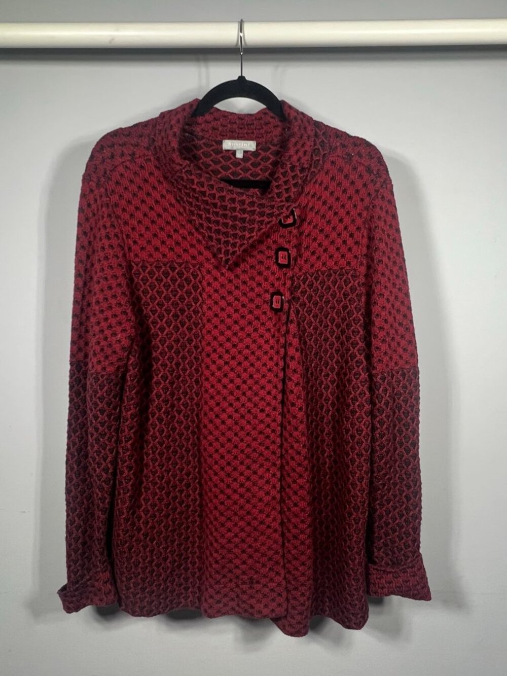 Habitat Sweater Womens Cardigan Textured Knit L Cotton Lagenlook Art To Wear